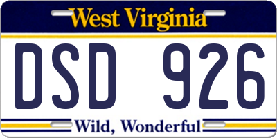 WV license plate DSD926