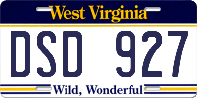 WV license plate DSD927