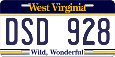 WV license plate DSD928