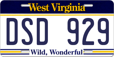 WV license plate DSD929