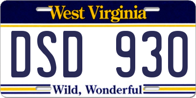 WV license plate DSD930