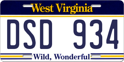 WV license plate DSD934