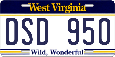 WV license plate DSD950