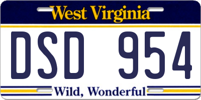 WV license plate DSD954