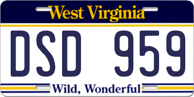 WV license plate DSD959