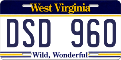 WV license plate DSD960