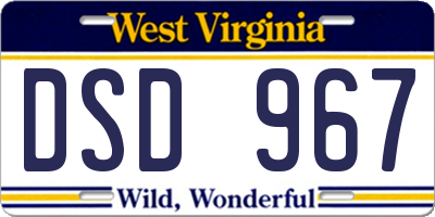 WV license plate DSD967