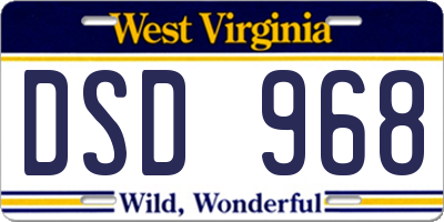 WV license plate DSD968