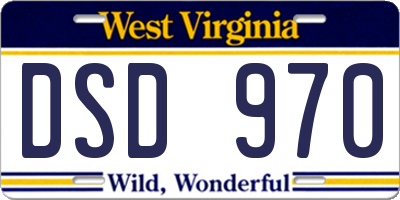 WV license plate DSD970