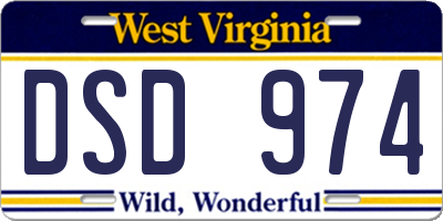 WV license plate DSD974