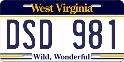 WV license plate DSD981
