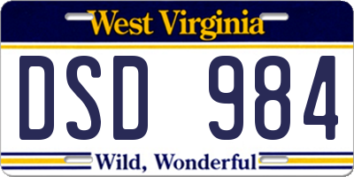 WV license plate DSD984