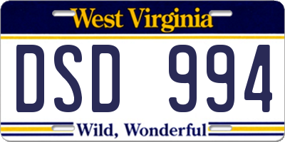 WV license plate DSD994