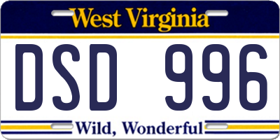 WV license plate DSD996
