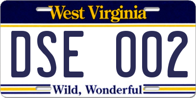 WV license plate DSE002