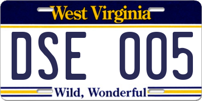 WV license plate DSE005