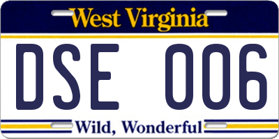 WV license plate DSE006