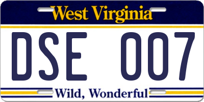 WV license plate DSE007