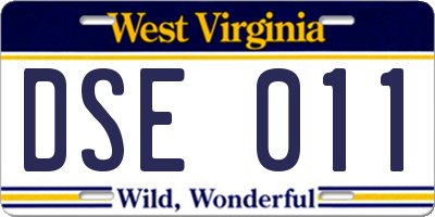 WV license plate DSE011