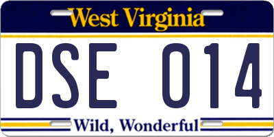 WV license plate DSE014