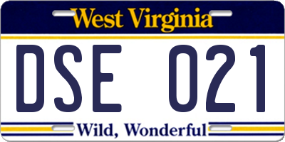 WV license plate DSE021