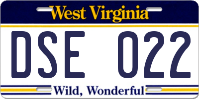 WV license plate DSE022