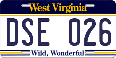 WV license plate DSE026