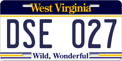 WV license plate DSE027