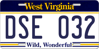 WV license plate DSE032