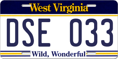 WV license plate DSE033