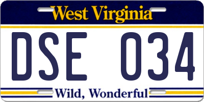 WV license plate DSE034