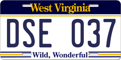 WV license plate DSE037
