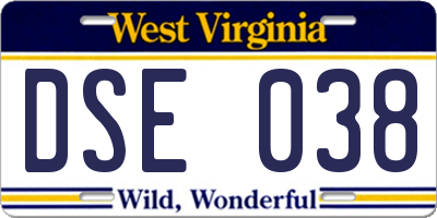 WV license plate DSE038