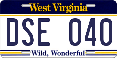 WV license plate DSE040