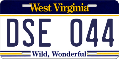 WV license plate DSE044