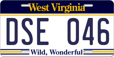WV license plate DSE046