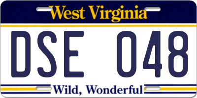 WV license plate DSE048