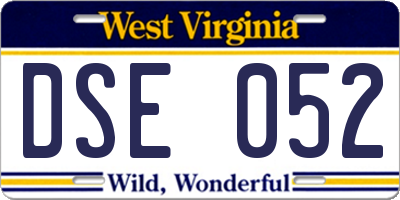 WV license plate DSE052