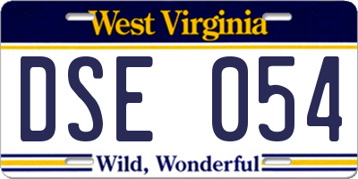 WV license plate DSE054