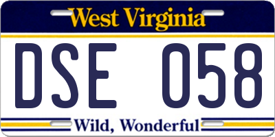 WV license plate DSE058