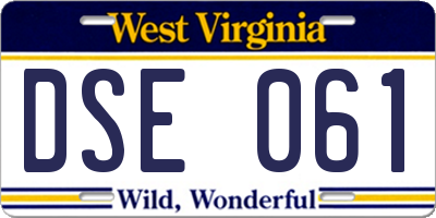 WV license plate DSE061
