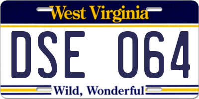 WV license plate DSE064