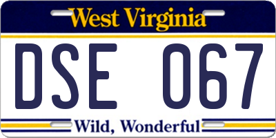 WV license plate DSE067