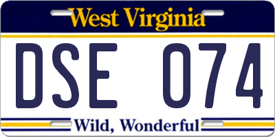 WV license plate DSE074