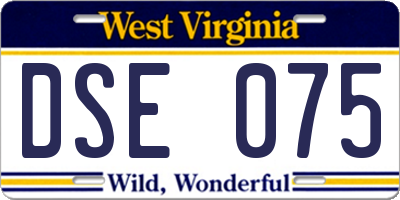 WV license plate DSE075