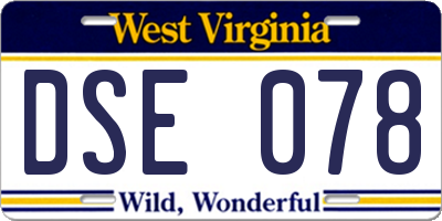 WV license plate DSE078
