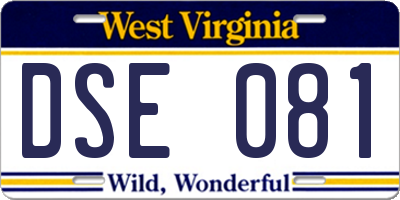WV license plate DSE081