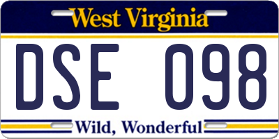 WV license plate DSE098