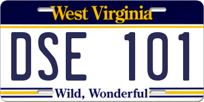 WV license plate DSE101