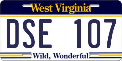 WV license plate DSE107